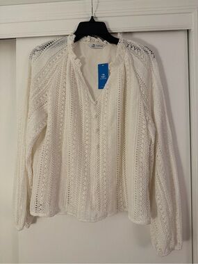 Cupshe Ivory Crochet Peasant Blouse